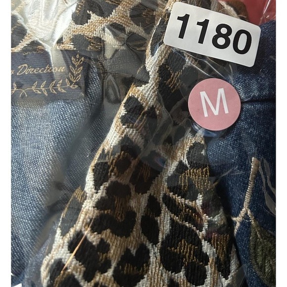Vintage New Directions Women Medium Embroidery‎ Animal Print Blue Denim Jean - Picture 9 of 9